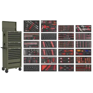 Superline PRO® Tool Chest Combination 14 Drawer with 447pc Tool Kit - Khaki [SPTCOMBO3K]