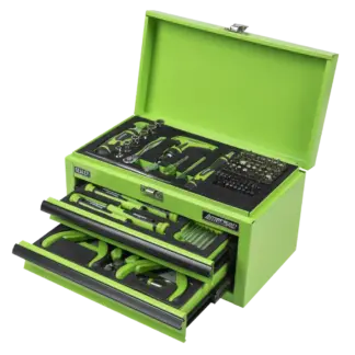 Siegen Mini Toolbox 2 Drawer with 111pc Tool Kit - Green [S01346]