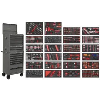 Superline PRO® Tool Chest Combination 14 Drawer with 447pc Tool Kit - Grey [SPTCOMBO3G]