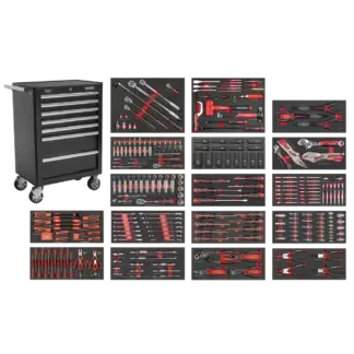 Superline PRO® Rollcab 7 Drawer with 305pc Tool Kit - Black [SPTCOMBO4B]