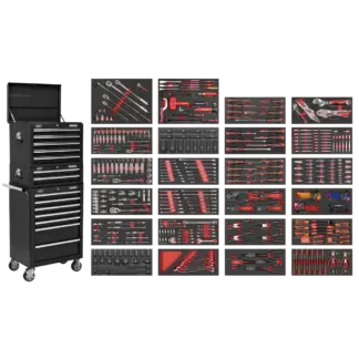 Superline PRO® Tool Chest Combination 14 Drawer with 447pc Tool Kit - Black [SPTCOMBO3B]