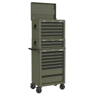 Superline PRO® Topchest, Mid-Box Tool Chest & Rollcab Combination 14 Drawer - Khaki [APSTACKTK]