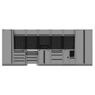 Superline PRO® Black Edition Storage System with Stainless Steel Worktop 4.92m [APMSBESTACK07SS]