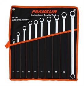 Franklin 10pc Aviation Double Ring Ratchet /Fixed Spanner Set