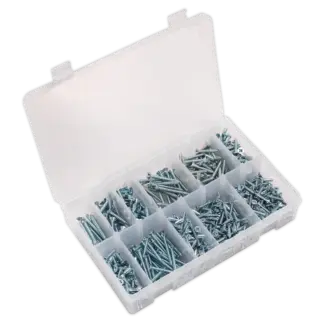 Zinc Plated Self-Tapping Countersunk Pozi Screw Assortment 600pc [AB065STCP]