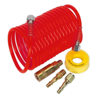 PE Coiled Air Hose Kit with Connectors 5m x 5mm [AHK03]