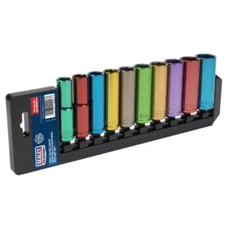 Premier Deep Multi-Coloured Socket Set 1/2"Sq Drive 10pc [AK288D]