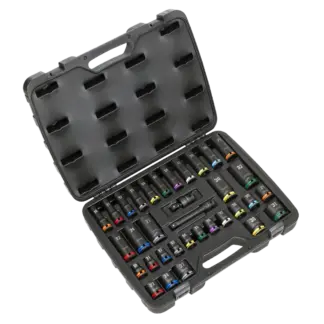 Lock-On™ Standard & Deep Impact Socket Set 34pc 1/2"Sq Drive 6pt Metric [AK5636M]