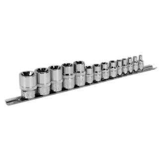 Premier TRX-Star* Socket Set 1/4", 3/8" & 1/2"Sq Drive E4-E24 14pc [AK618]