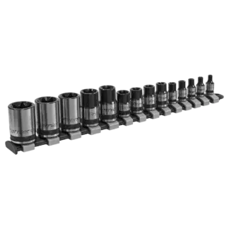 Premier Black TRX-Star* Socket Set 1/4", 3/8" & 1/2"Sq Drive E4-E24 14pc [AK618B]