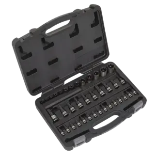 Premier Black TRX-Star* Socket & Security Socket Bit Set 1/4", 3/8" & 1/2"Sq Drive 38pc [AK6197B]