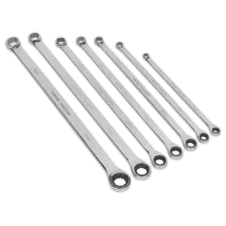 Premier Extra-Long Double Ring Ratchet/Fixed Spanner Set 7pc [AK6319]