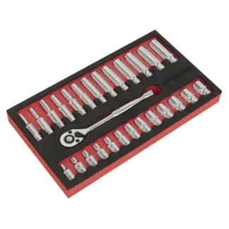 Premier Ratchet Wrench & Socket Set 1/4"Sq Drive 27pc [AK66721]