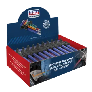 Premier Long Colour-Coded Ball-End Hex Key Set 9pc - Display Box of 10 [AK7190DB]