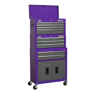 American PRO® Topchest, Mid-Box Tool Chest & Rollcab Stack 9 Drawer - Purple [AP2200BBCPSTACK]