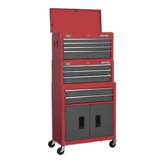 American PRO® Topchest, Mid-Box Tool Chest & Rollcab Stack 9 Drawer - Red [AP2200BBSTACK]