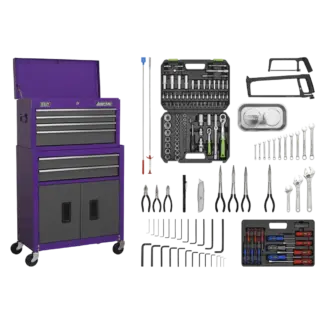 American PRO® Topchest & Rollcab Combination 6 Drawer with 170pc Tool Kit - Purple/Grey [AP2200COMBOCP]