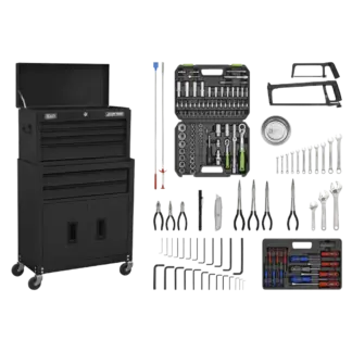 American PRO® Topchest & Rollcab Combination 6 Drawer with 170pc Tool Kit - Black [AP22BKCOMBO]