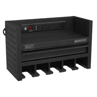Superline PRO® Power Tool Storage Rack with Drawer & Power Bar [AP22SRBE]