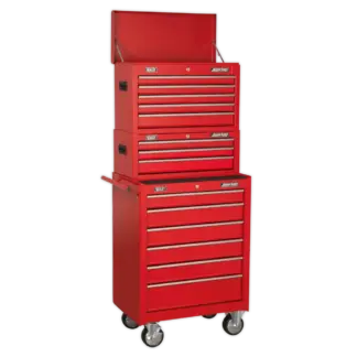 American PRO® Topchest, Mid-Box Tool Chest & Rollcab Stack 14 Drawer - Red [AP22STACK]