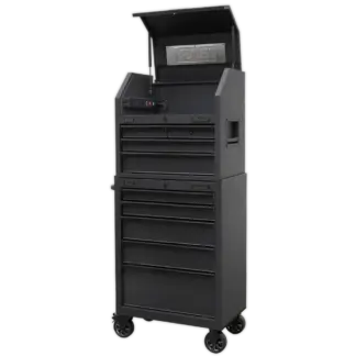 Superline PRO® Black Edition Tool Chest Combination with 9 Soft Close Drawers & Power Bar [AP27BESTACK]
