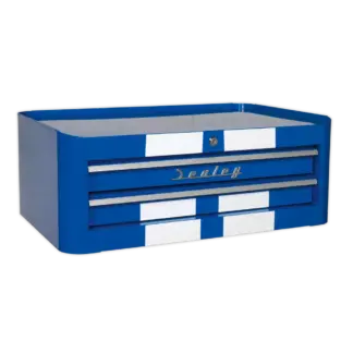 Premier™ Retro Style Mid-Box Tool Chest 2 Drawer - Blue with White Stripes [AP28102BWS]