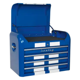 Premier™ Retro Style Topchest 4 Drawer - Blue with White Stripes [AP28104BWS]