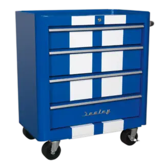 Premier™ Retro Style Rollcab 4 Drawer - Blue with White Stripes [AP28204BWS]