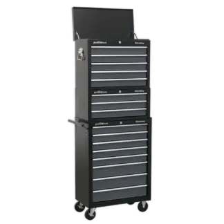 American PRO® Tool Chest Combination 16 Drawer - Black/Grey [AP35STACK]