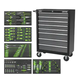 Rollcab 8 Drawer with 145pc Tool Kit - Black/Grey [AP35TBCOMBO3]