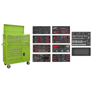 American PRO® Topchest & Rollcab Combination 15 Drawer with 117pc Tool Kit- Green [AP41STACKHVCOMBO]
