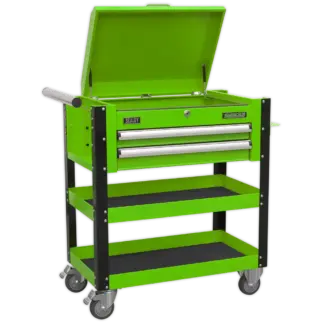 Superline PRO® Heavy-Duty Mobile Tool & Parts Trolley with Lockable Top & 2 Drawers - Green [AP760MHV]