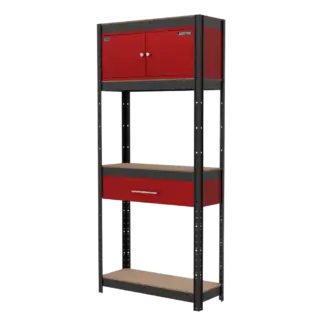 Shelving Unit 4-Tier with Cupboard & Drawer [AP830R]