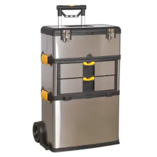 Mobile Stainless Steel/Composite Toolbox with 3 Compartments [AP855]