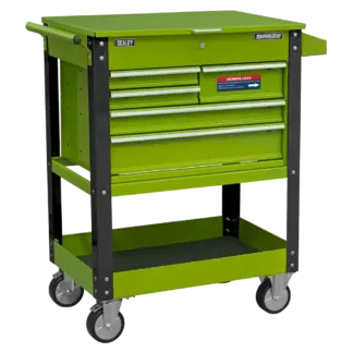 Superline PRO® Heavy-Duty Mobile Tool & Parts Trolley with 5 Drawers and Lockable Top - Hi-Vis Green [AP890MHV]