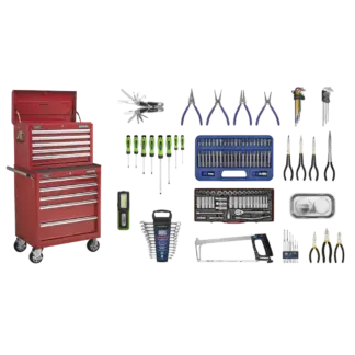 Superline PRO® Topchest & Rollcab Combination 10 Drawer with 148pc Tool Kit - Red [APCOMBOBBTK55]