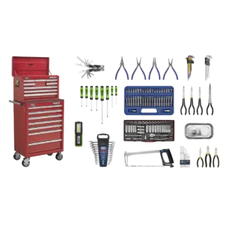 Superline PRO® Topchest & Rollcab Combination 15 Drawer with 148pc Tool Kit - Red [APCOMBOBBTK57]