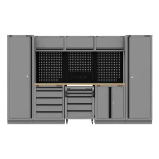 Superline PRO® Black Edition Storage System with Rubber Wood Worktop 3.24m [APMSBESTACK01W]