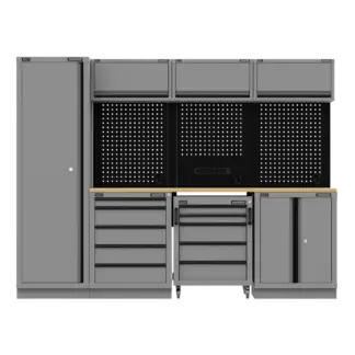Superline PRO® Black Edition Storage System with Rubber Wood Worktop 2.64m [APMSBESTACK02W]