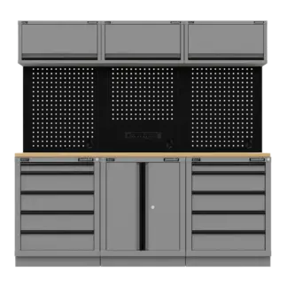 Superline PRO® Black Edition Storage System with Rubber Wood Worktop 2.04m [APMSBESTACK04WW]