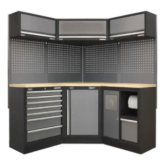 Superline PRO® Corner Storage System with Wood Worktop 1.55m [APMSSTACK08W]