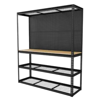 Heavy-Duty Modular Workbench with Racking & Pegboard 300kg Capacity Per Level [APMWB1]