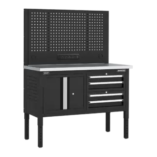 Superline PRO® Modular Workbench with 4 Drawers & Cupboard Stainless Steel Worktop 1265mm [APMWB50COMBO1SS]