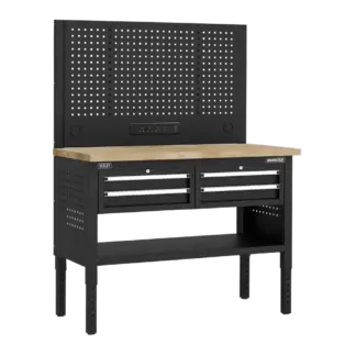 Superline PRO® Modular Workbench with 4 Drawers Wooden Worktop 1265mm [APMWB50COMBO2W]