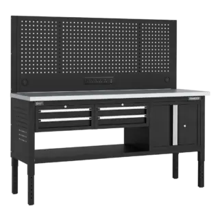 Superline PRO® Modular Workbench with 4 Drawers & Cupboard Stainless Steel Worktop 1830mm [APMWB72COMBO1SS]