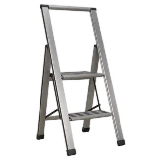 Professional Folding Step Ladder 2-Step Aluminium 150kg Capacity [APSL2]