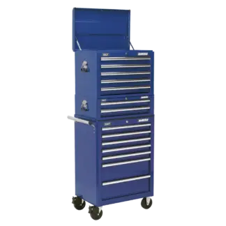 Superline PRO® Topchest, Mid-Box Tool Chest & Rollcab Combination 14 Drawer - Blue [APSTACKTC]