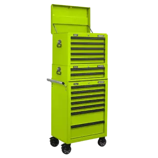 Superline PRO® Topchest, Mid-Box Tool Chest & Rollcab Combination 14 Drawer - Green [APSTACKTHV]