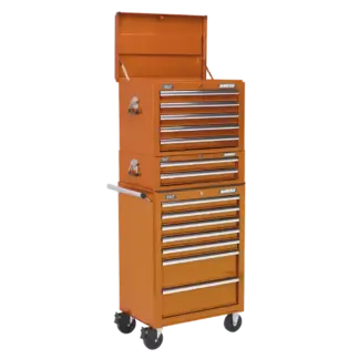 Superline PRO® Topchest, Mid-Box Tool Chest & Rollcab Combination 14 Drawer - Orange [APSTACKTO]
