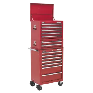 Superline PRO® Topchest, Mid-Box Tool Chest & Rollcab Combination 14 Drawer - Red [APSTACKTR]